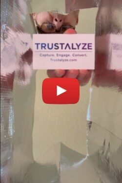 Video thumbnail for Trustalyze: hand holding a Trustalyze card against a reflective background with a red YouTube play button.